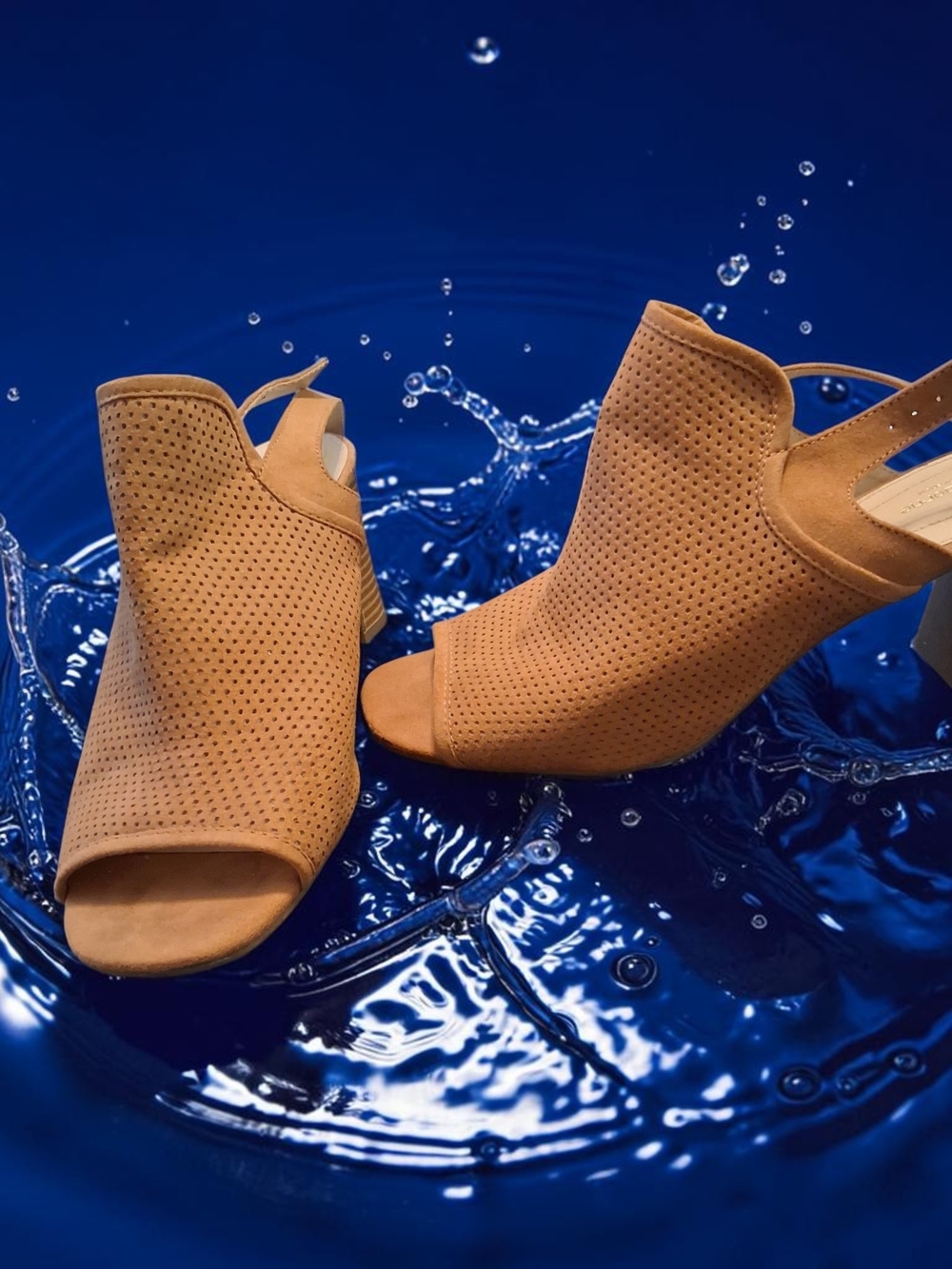 Liz Claiborne Tan Perforated Open-Toe Slingback Block Heels Womwns Shoes Size 11